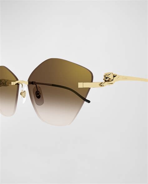 cartier ct0429s|Cartier Rimless Metal Alloy Butterfly Sunglasses.